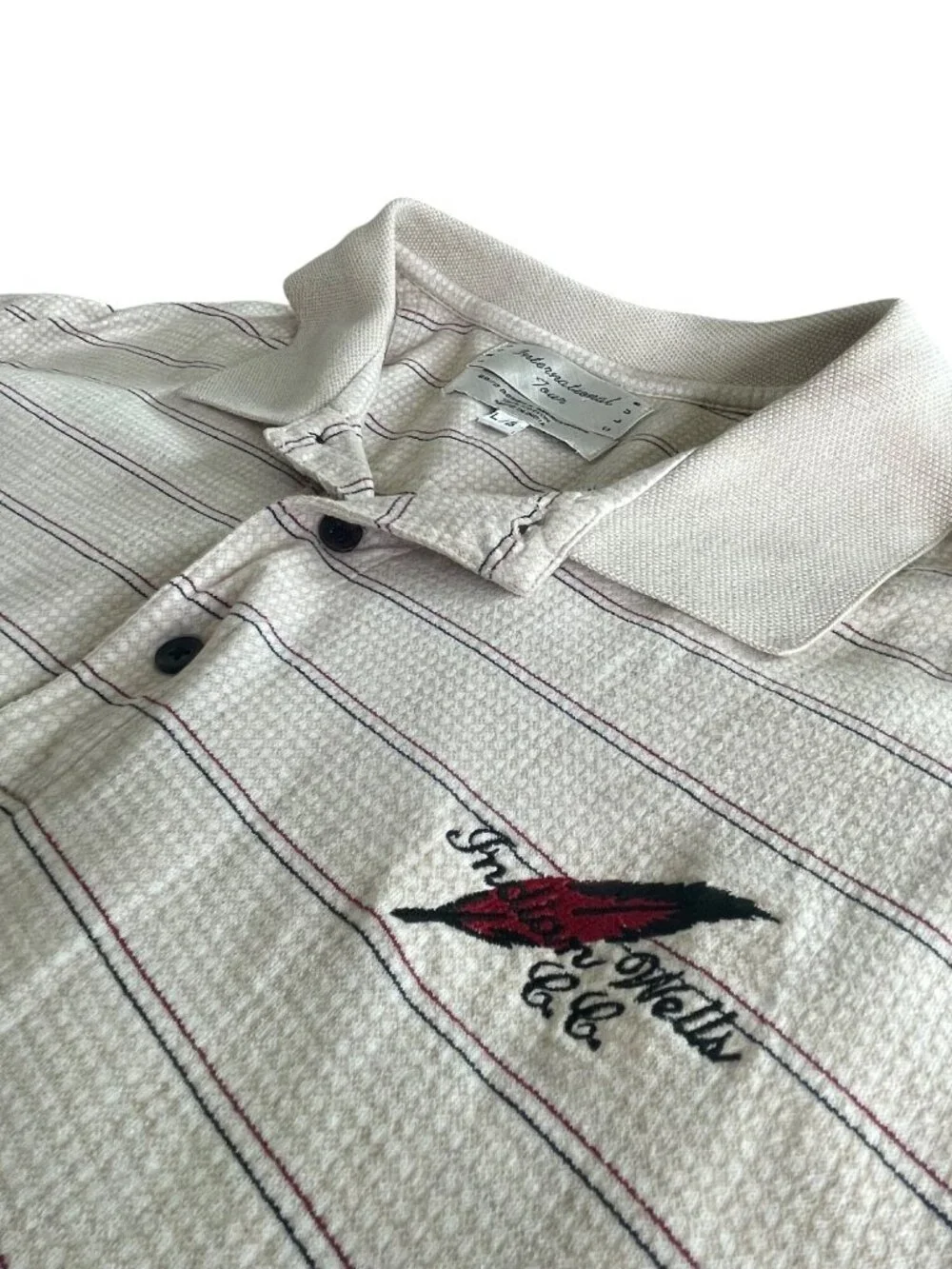 Indian Wells Country Club Mens L Short Sleeve Striped Polo Shirt White Embroider